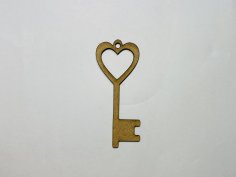 Laser Cut Heart Key Wood Shape For Craft Free Vector