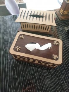 Caja de pañuelos de madera cortada con láser Soporte para pañuelos faciales