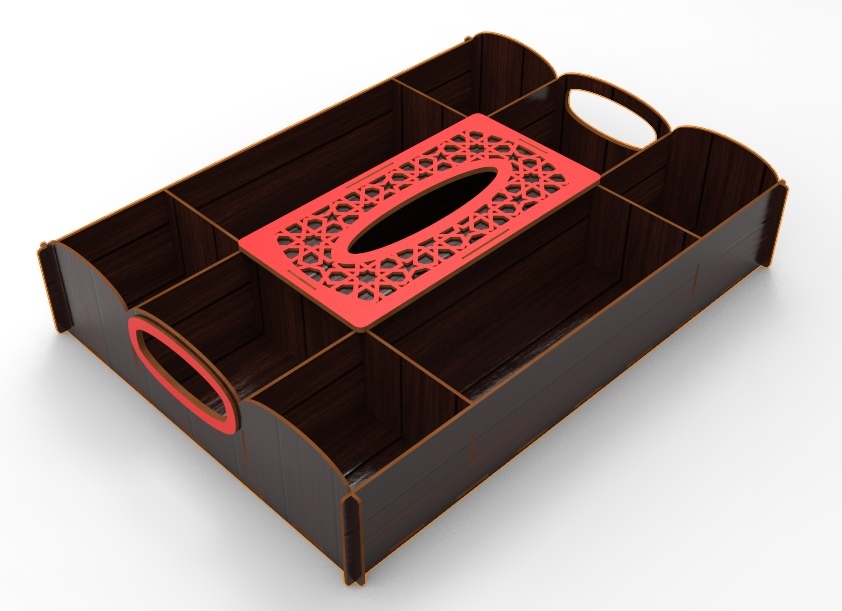 Lasergeschnittenes hölzernes Süßigkeiten-Trockenobst-Tablett mit Serviettenbox versiegelter Nuss-Teller-Snack-Aufbewahrungsbox