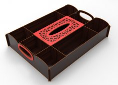 Laserowo wycinana drewniana taca na suszone cukierki z pudełkiem na serwetki z zapieczętowanymi orzechami płyta pudełko do przechowywania przekąsek