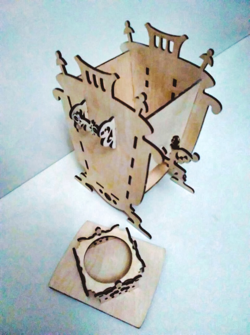 Laser Cut Samovar Shaped Tea House Tea Bag Dispenser Box DXF File