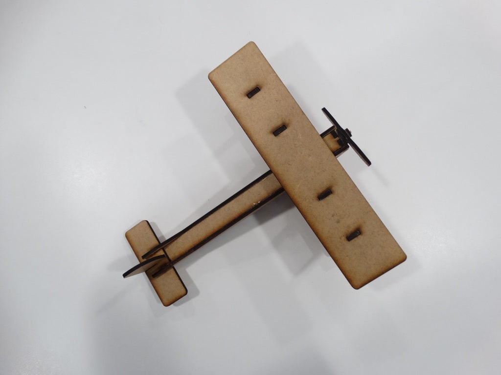 Laser Cut Double Wing Airplane 3mm DXF File