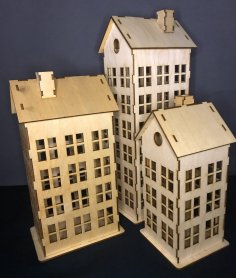 Laser Cut Retro Building Town أو City Vintage House