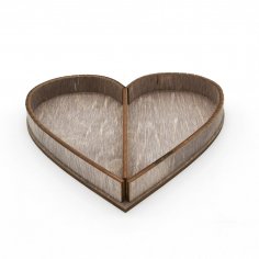 Bandeja de madera en forma de corazón cortada con láser