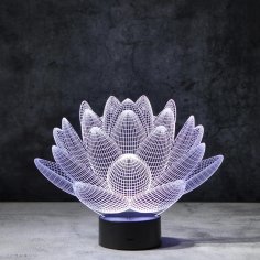 Lazer Kesim Lotus 3D İllüzyon Lambası