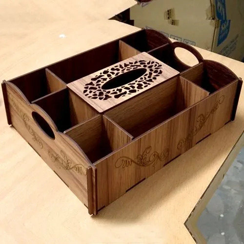 Laser Cut Snack Serving Tray With Tissue Box 3mm Free Vector