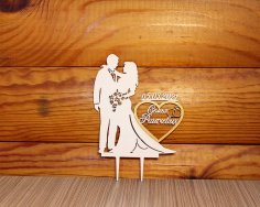 Lasergeschnittene Hochzeitstortenaufsätze für Braut und Bräutigam