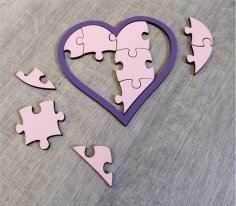 Laser Cut Heart Shaped Jigsaw Puzzle Free Vector