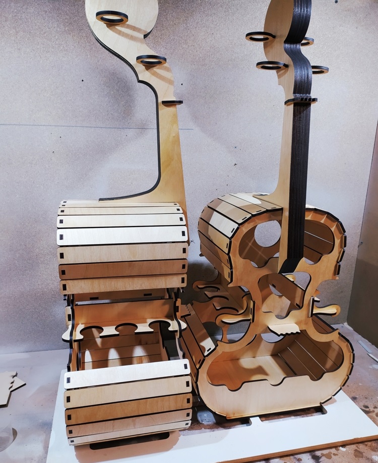 Laser Cut Cello Violin Minibar Free Vector