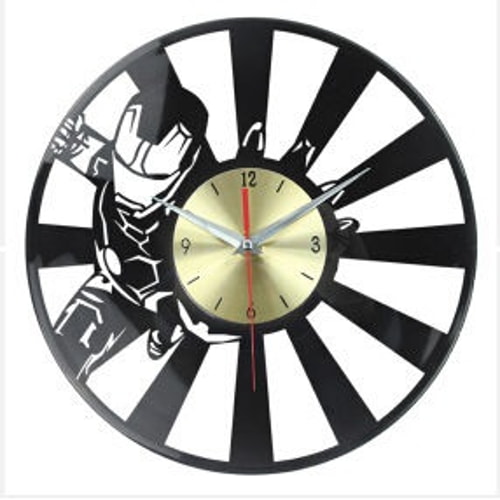 Лазерная резка виниловых пластинок Iron Man Настенные часы