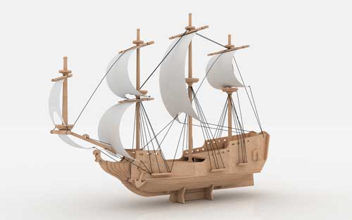 Patrón de corte láser de barco pirata