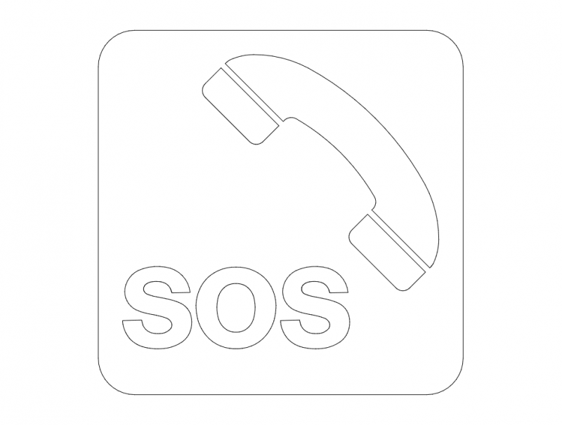 Знак SOS и телефонная будка на шоссе Файл dxf
