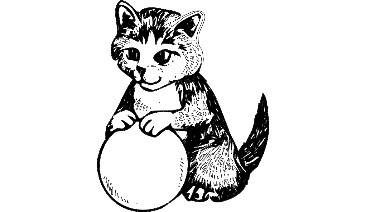 Кошка с мячом dxf файл
