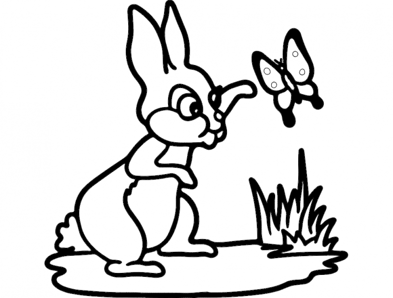 Kaninchen und Schmetterling DXF-Datei