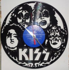 Vinyl Record Wall Clock Kiss DXF File