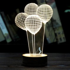 Balloon Shape 3D LED Night Light Free Vector