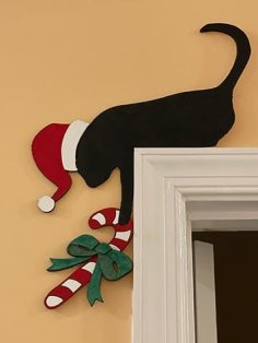 Laser Cut Christmas Cat Door Corner