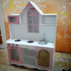 Laser Cut Dollhouse Kitchen With Dishes