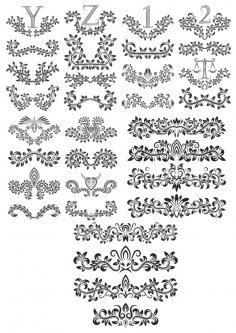 Elementi decorativi di alfabeto floreale