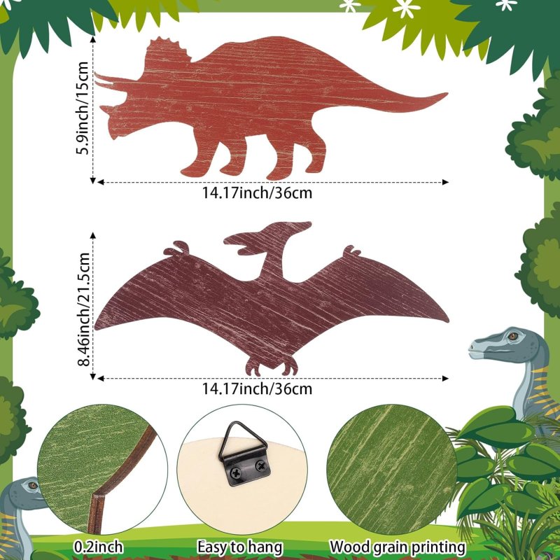 Laser Cut Dinosaur Wall Decors Wooden Dinosaur Nursery Playroom Baby Shower Wall Art Room Decoration For Kids