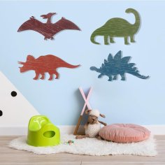 Laser Cut Dinosaur Wall Decors Wooden Dinosaur Nursery Playroom Baby Shower Wall Art Room Decoration For Kids