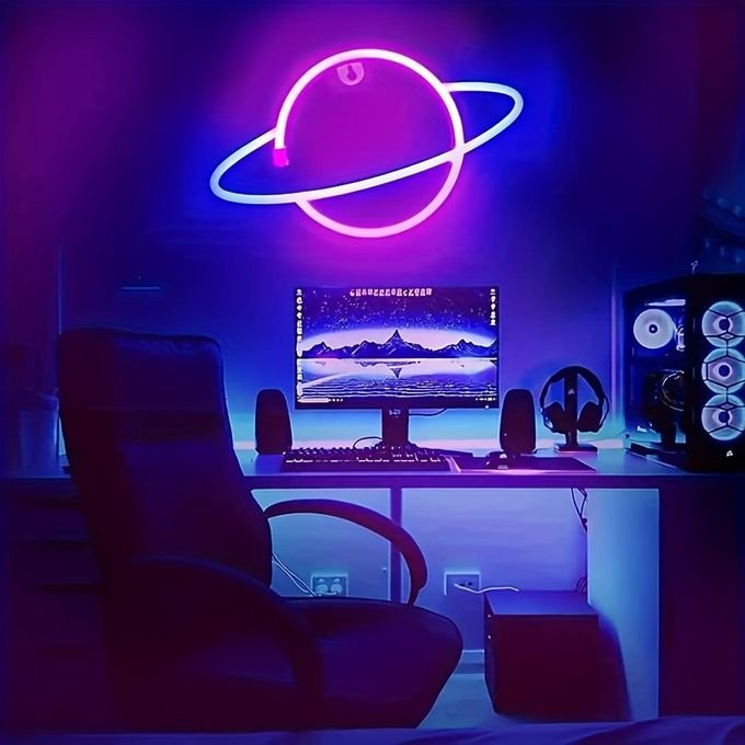 Laser Cut Planet Neon Sign Wall Decor