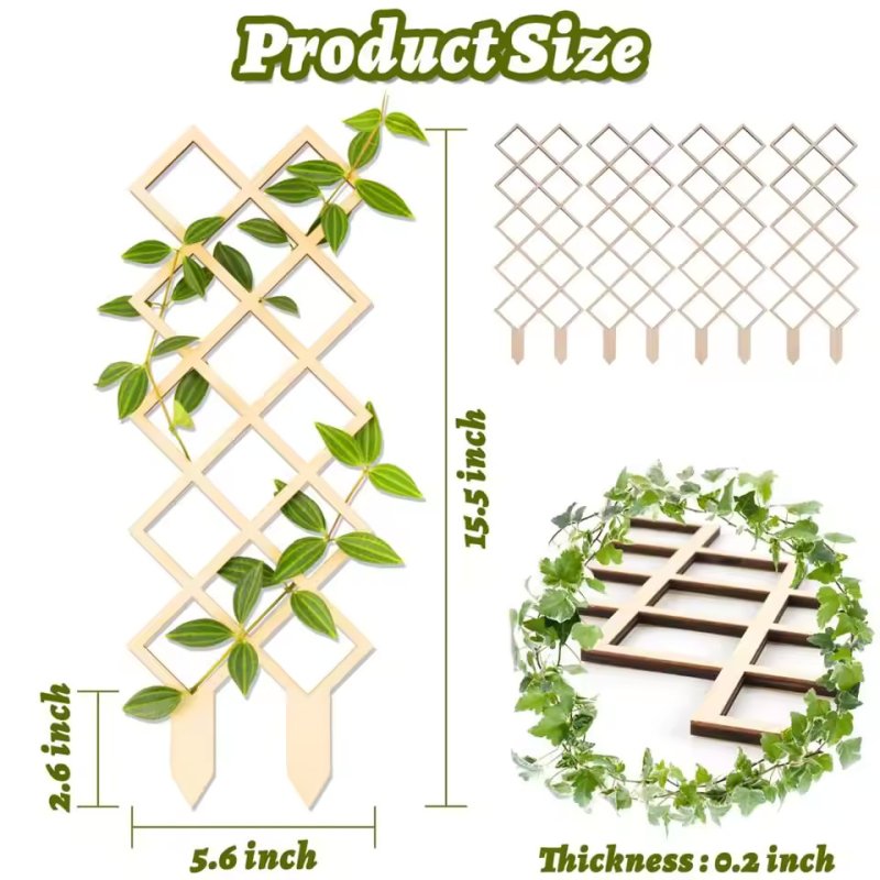 Laser Cut Indoor Plant Trellis Grid Wood Climbing Plants Vine Branch Scalp Support Vertical Frame