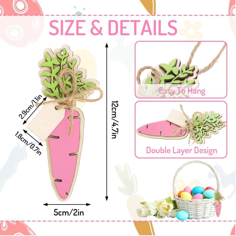 Laser Cut Easter Basket Name Tags Carrot Rustic Wooden Gift Tags