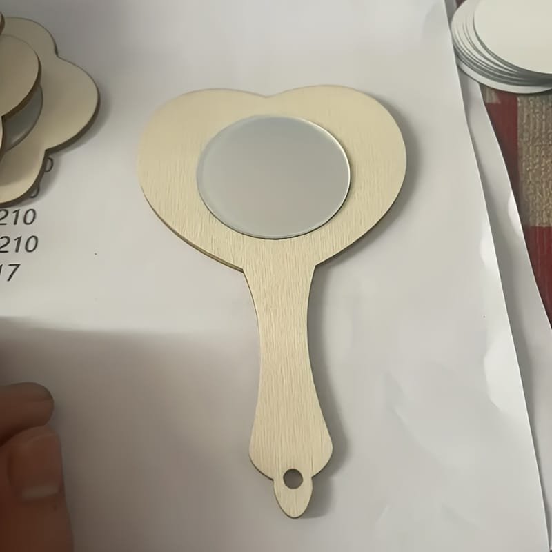 Laser Cut Wooden DIY Paintable Handheld Mirrors Creative Art Craft Kit Festive Gifts