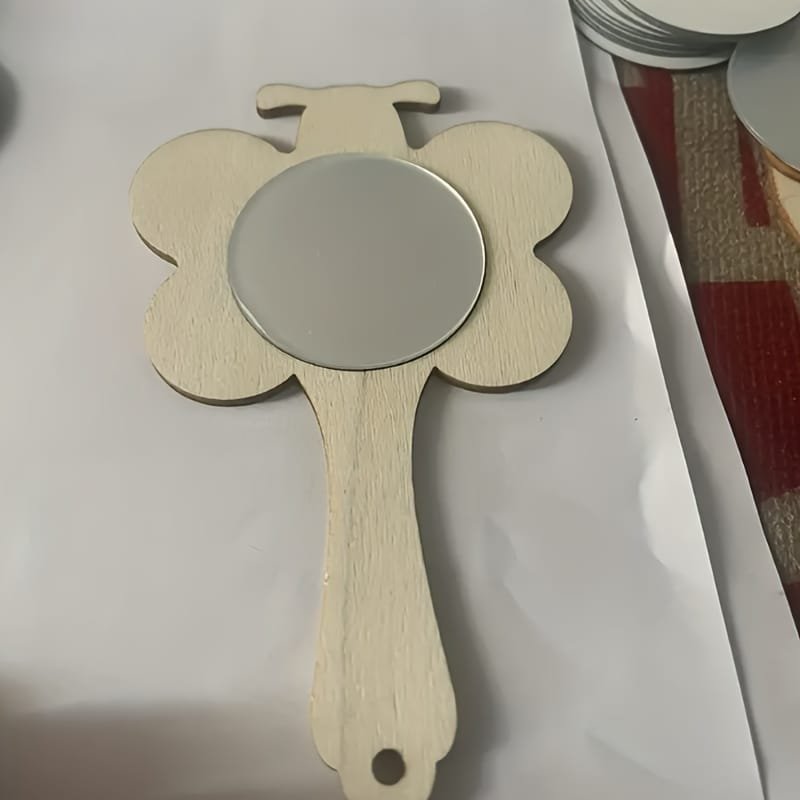 Laser Cut Wooden DIY Paintable Handheld Mirrors Creative Art Craft Kit Festive Gifts