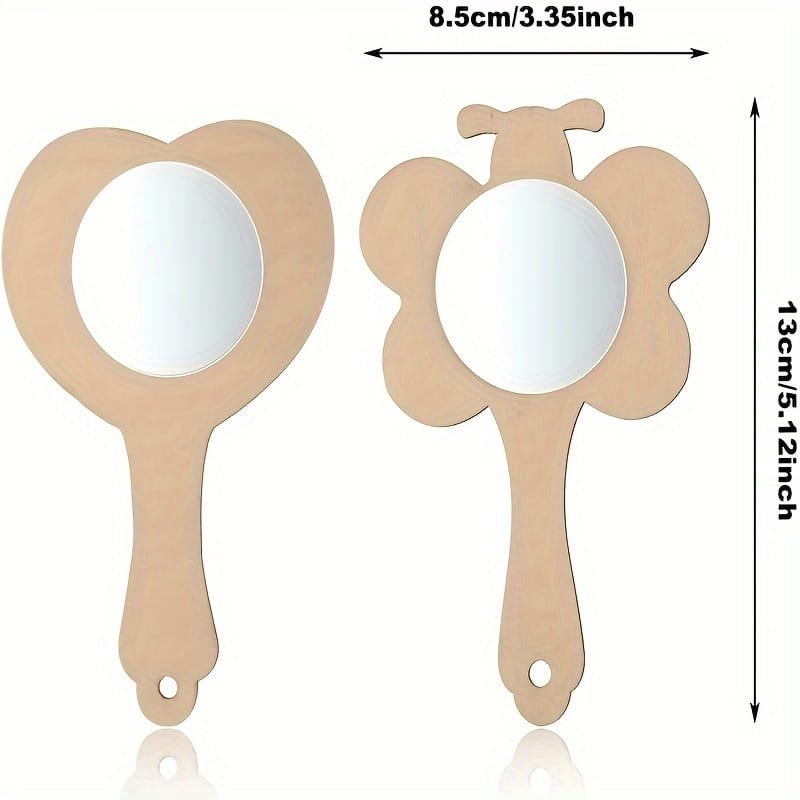Laser Cut Wooden DIY Paintable Handheld Mirrors Creative Art Craft Kit Festive Gifts