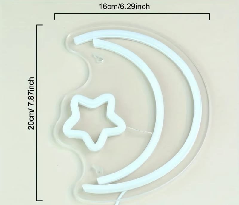 Laser Cut Moon Star Neon Sign Wall Decor, Eid Ramadan Decoration Light