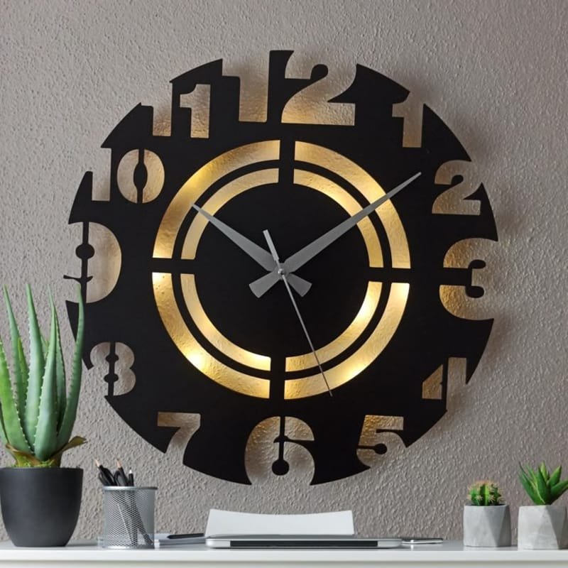 Laser Cut Modern Decor Numbers Wall Clock