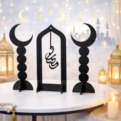 Laser Cut Ramadan Decorations Crescent Moon Stands Muslim Islam Eid Ornaments
