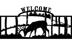 Welcome Sign Deer dxf File