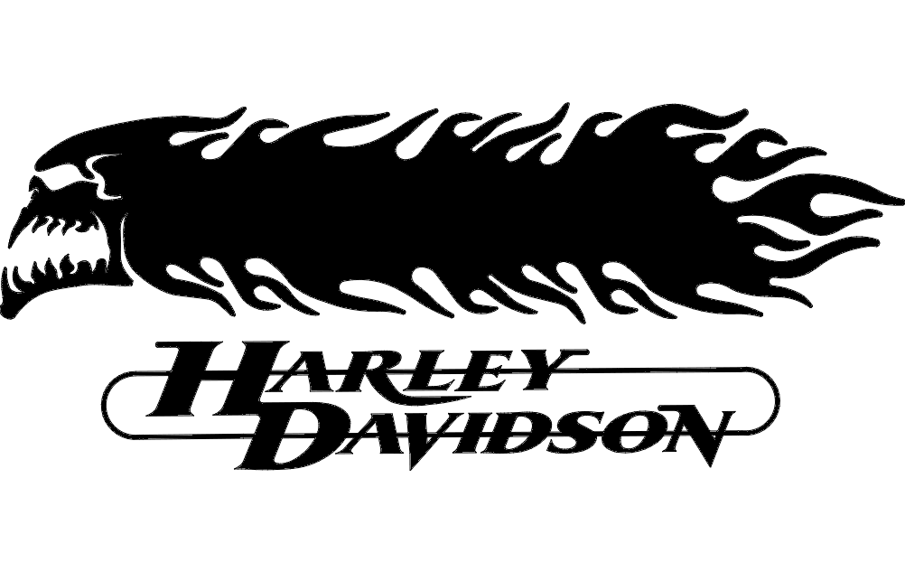 Fichier dxf Harley Davidson crâne et flammes 3d