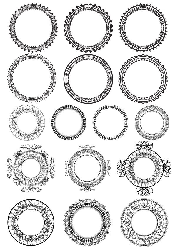 Download Round Frame With Ornate Border Vector Set Free Vector cdr ...