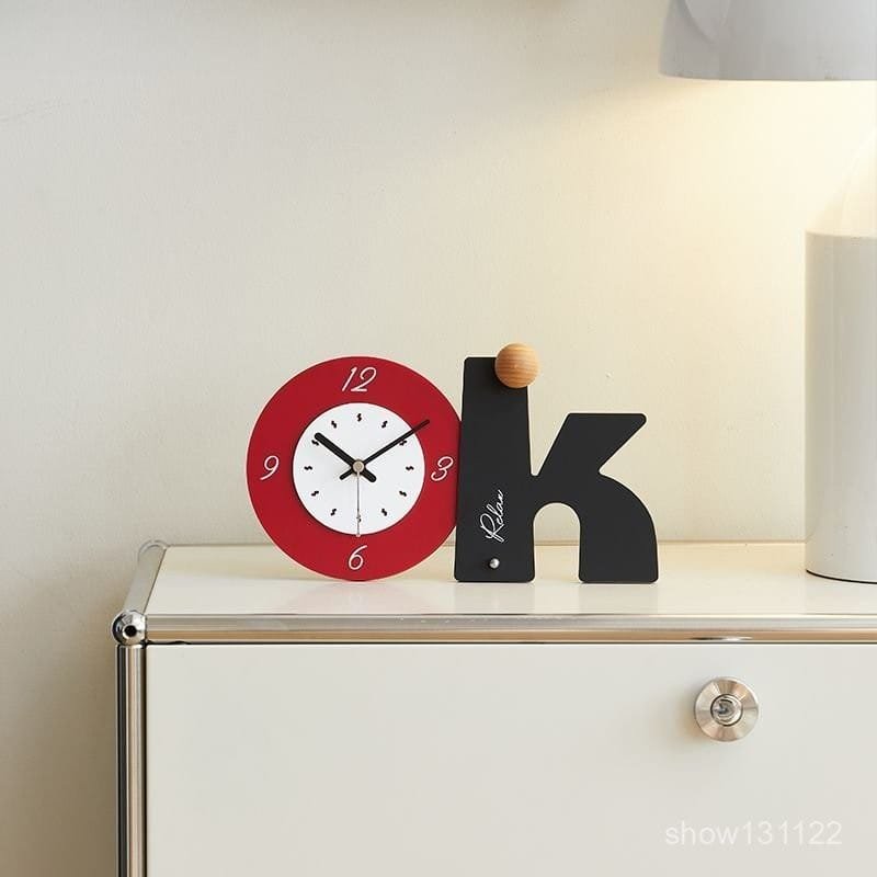 Laser Cut Modern Minimalist Ok Shape Table Clock Stylish Office Home Clock