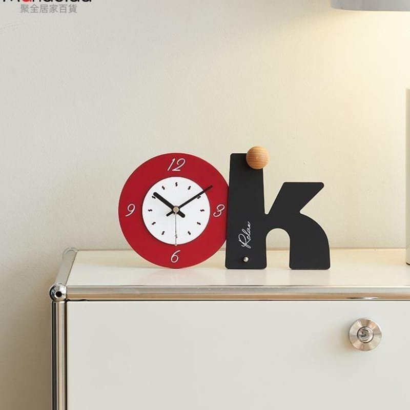 Laser Cut Modern Minimalist Ok Shape Table Clock Stylish Office Home Clock