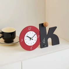 Laser Cut Modern Minimalist Ok Shape Table Clock Stylish Office Home Clock