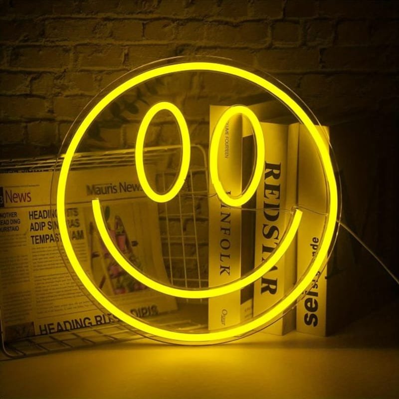 Laser Cut Smile Face Neon Sign LED Smiley Face Neon Light Wall Decor