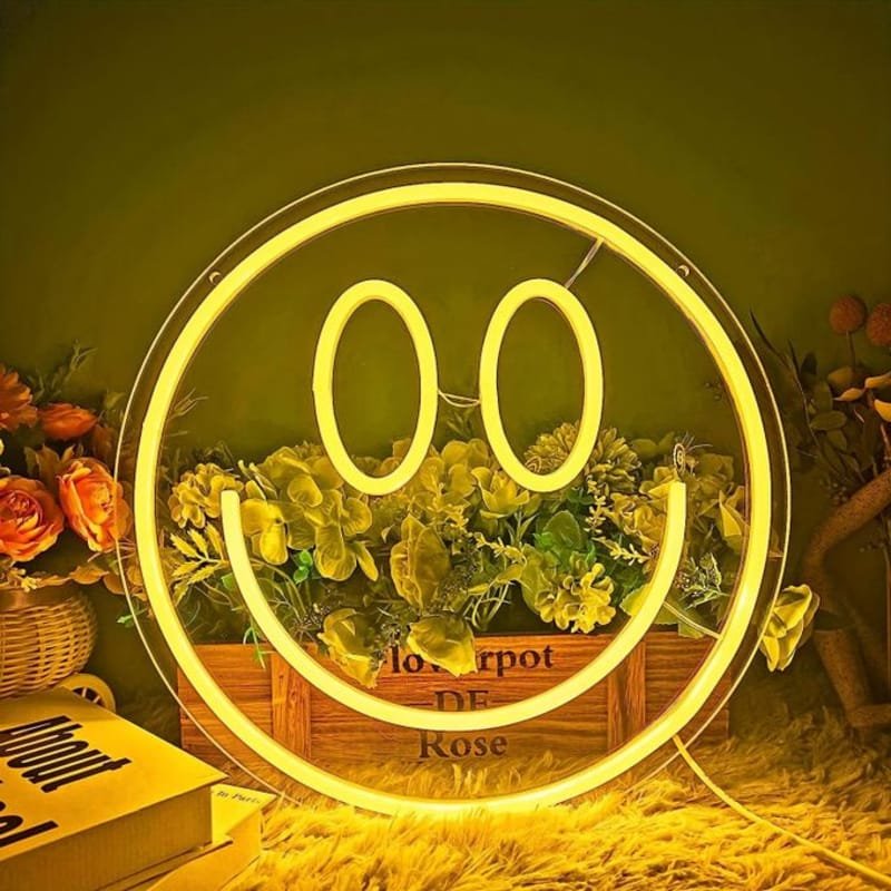 Laser Cut Smile Face Neon Sign LED Smiley Face Neon Light Wall Decor