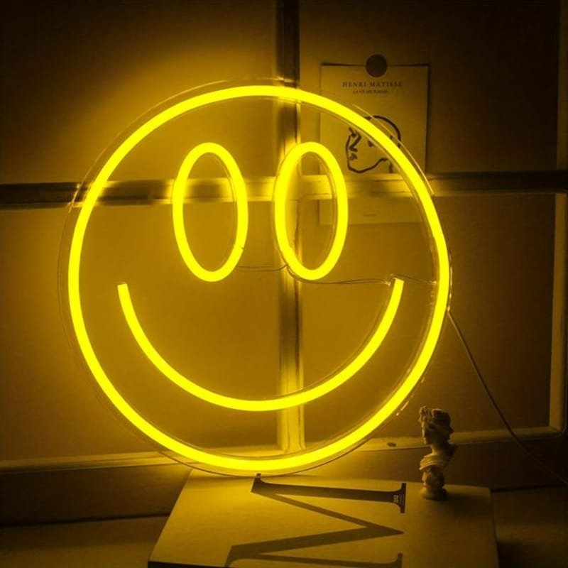 Laser Cut Smile Face Neon Sign LED Smiley Face Neon Light Wall Decor