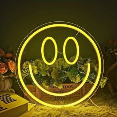 Laser Cut Smile Face Neon Sign LED Smiley Face Neon Light Wall Decor