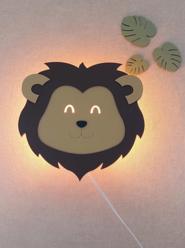 Laser Cut Lion Nursery Wall Light Jungle Themed Lamp