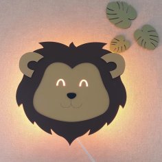 Laser Cut Lion Nursery Wall Light Jungle Themed Lamp