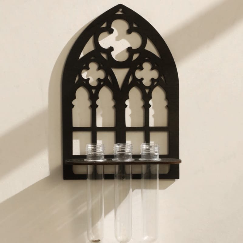 Laser Cut Rustic Style Plant Propagation Rack Wall-Mounted Vases Bohemian Wooden Hollow Window Hangings