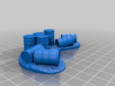 Oil Drum Barricades For 28mm Gaming 3D Printer Model