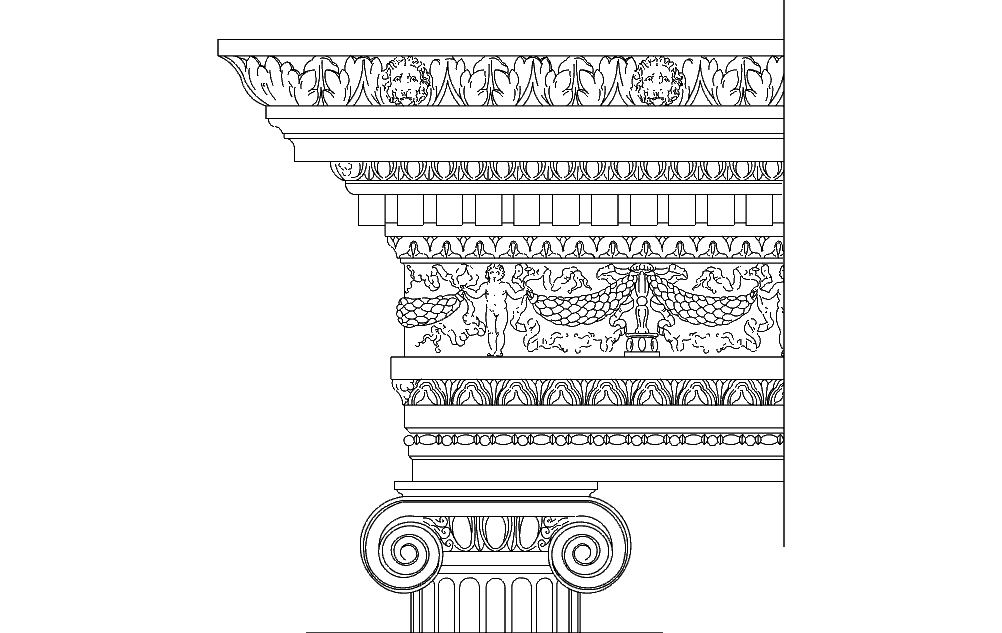 Ионический ордер - древнегреческие архитектурные ордера Файл dxf