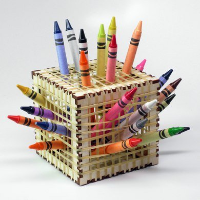 Laser Cut Wooden Block Pen Holder